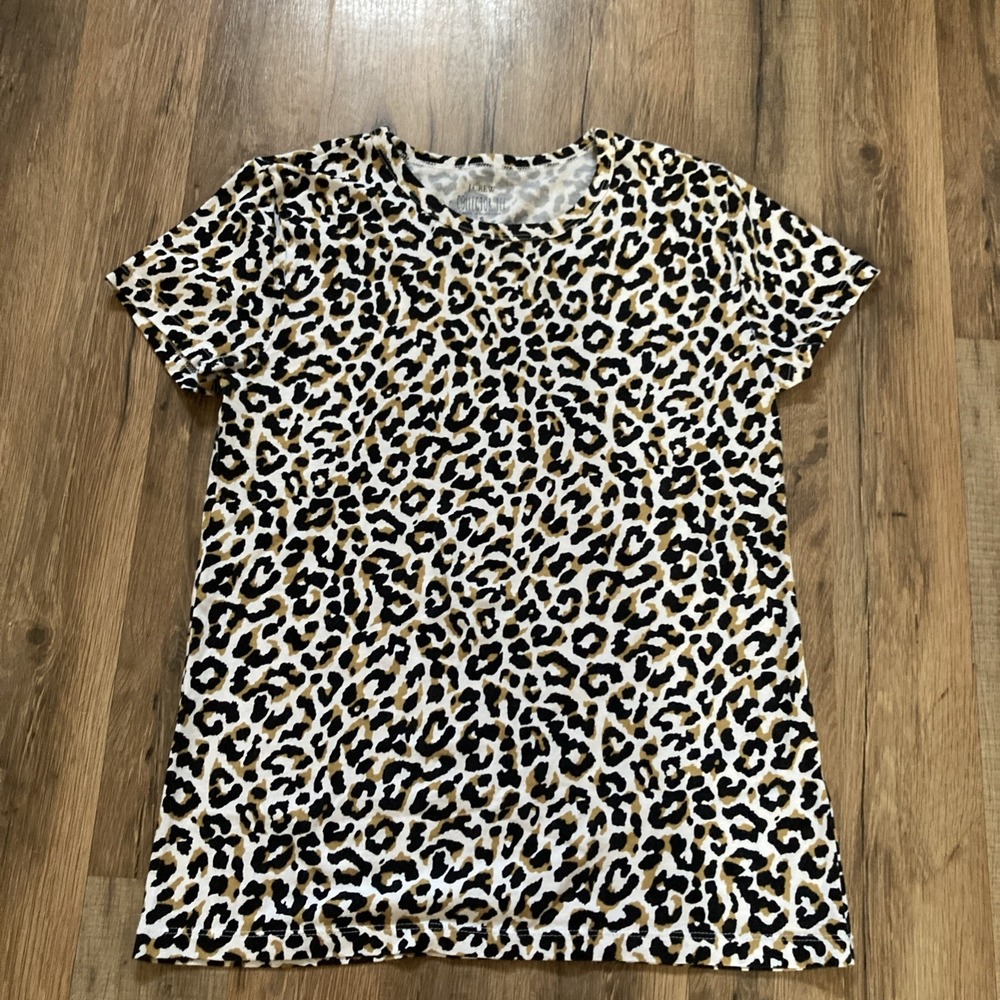 J.Crew Women's Small Animal Print Short Sleeve Collector Tee T-Shirt 100% Cotton